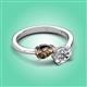 3 - Afra 1.50 ctw Smoky Quartz Pear Shape (7x5 mm) & Moissanite Oval Shape (7x5 mm) Toi Et Moi Engagement Ring 