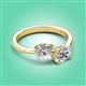 3 - Afra 1.75 ctw White Sapphire Pear Shape (7x5 mm) & Moissanite Oval Shape (7x5 mm) Toi Et Moi Engagement Ring 