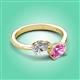 3 - Afra 1.75 ctw IGI Certified Lab Grown Diamond  Pear Shape (7x5 mm) & Pink Sapphire Oval Shape (7x5 mm) Toi Et Moi Engagement Ring 