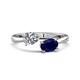 1 - Afra 1.65 ctw IGI Certified Lab Grown Diamond  Pear Shape (7x5 mm) & Blue Sapphire Oval Shape (7x5 mm) Toi Et Moi Engagement Ring 