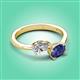 3 - Afra 1.42 ctw IGI Certified Lab Grown Diamond  Pear Shape (7x5 mm) & Iolite Oval Shape (7x5 mm) Toi Et Moi Engagement Ring 