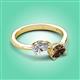 3 - Afra 1.50 ctw IGI Certified Lab Grown Diamond  Pear Shape (7x5 mm) & Smoky Quartz Oval Shape (7x5 mm) Toi Et Moi Engagement Ring 