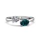 1 - Afra 1.75 ctw IGI Certified Lab Grown Diamond  Pear Shape (7x5 mm) & London Blue Topaz Oval Shape (7x5 mm) Toi Et Moi Engagement Ring 