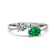 1 - Afra 1.55 ctw IGI Certified Lab Grown Diamond  Pear Shape (7x5 mm) & Emerald Oval Shape (7x5 mm) Toi Et Moi Engagement Ring 