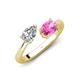 4 - Afra 1.75 ctw IGI Certified Lab Grown Diamond  Pear Shape (7x5 mm) & Pink Sapphire Oval Shape (7x5 mm) Toi Et Moi Engagement Ring 