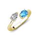 4 - Afra 1.75 ctw IGI Certified Lab Grown Diamond  Pear Shape (7x5 mm) & Blue Topaz Oval Shape (7x5 mm) Toi Et Moi Engagement Ring 