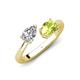 4 - Afra 1.65 ctw IGI Certified Lab Grown Diamond  Pear Shape (7x5 mm) & Peridot Oval Shape (7x5 mm) Toi Et Moi Engagement Ring 