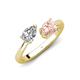 4 - Afra 1.50 ctw IGI Certified Lab Grown Diamond  Pear Shape (7x5 mm) & Morganite Oval Shape (7x5 mm) Toi Et Moi Engagement Ring 