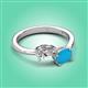 3 - Afra 1.45 ctw IGI Certified Lab Grown Diamond  Pear Shape (7x5 mm) & Turquoise Oval Shape (7x5 mm) Toi Et Moi Engagement Ring 