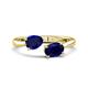 1 - Afra 1.80 ctw Blue Sapphire Pear Shape (7x5 mm) & Blue Sapphire Oval Shape (7x5 mm) Toi Et Moi Engagement Ring 