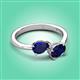 2 - Afra 1.80 ctw Blue Sapphire Pear Shape (7x5 mm) & Blue Sapphire Oval Shape (7x5 mm) Toi Et Moi Engagement Ring 