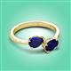 3 - Afra 1.80 ctw Blue Sapphire Pear Shape (7x5 mm) & Blue Sapphire Oval Shape (7x5 mm) Toi Et Moi Engagement Ring 