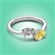 3 - Afra 1.75 ctw IGI Certified Lab Grown Diamond  Pear Shape (7x5 mm) & Yellow Sapphire Oval Shape (7x5 mm) Toi Et Moi Engagement Ring 