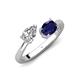 4 - Afra 1.65 ctw IGI Certified Lab Grown Diamond  Pear Shape (7x5 mm) & Blue Sapphire Oval Shape (7x5 mm) Toi Et Moi Engagement Ring 