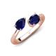 4 - Afra 1.80 ctw Blue Sapphire Pear Shape (7x5 mm) & Blue Sapphire Oval Shape (7x5 mm) Toi Et Moi Engagement Ring 