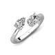 4 - Afra 1.75 ctw IGI Certified Lab Grown Diamond  Pear Shape (7x5 mm) & White Sapphire Oval Shape (7x5 mm) Toi Et Moi Engagement Ring 
