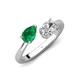 4 - Afra 1.60 ctw Emerald Pear Shape (7x5 mm) & IGI Certified Lab Grown Diamond Oval Shape (7x5 mm) Toi Et Moi Engagement Ring 