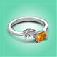 3 - Afra 1.47 ctw IGI Certified Lab Grown Diamond  Pear Shape (7x5 mm) & Citrine Oval Shape (7x5 mm) Toi Et Moi Engagement Ring 
