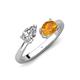 4 - Afra 1.47 ctw IGI Certified Lab Grown Diamond  Pear Shape (7x5 mm) & Citrine Oval Shape (7x5 mm) Toi Et Moi Engagement Ring 
