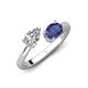 4 - Afra 1.42 ctw IGI Certified Lab Grown Diamond  Pear Shape (7x5 mm) & Iolite Oval Shape (7x5 mm) Toi Et Moi Engagement Ring 