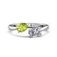 1 - Afra 1.60 ctw Peridot Pear Shape (7x5 mm) & IGI Certified Lab Grown Diamond Oval Shape (7x5 mm) Toi Et Moi Engagement Ring 