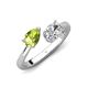4 - Afra 1.60 ctw Peridot Pear Shape (7x5 mm) & IGI Certified Lab Grown Diamond Oval Shape (7x5 mm) Toi Et Moi Engagement Ring 
