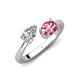 4 - Afra 1.60 ctw IGI Certified Lab Grown Diamond  Pear Shape (7x5 mm) & Pink Tourmaline Oval Shape (7x5 mm) Toi Et Moi Engagement Ring 