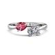 1 - Afra 1.50 ctw Pink Tourmaline Pear Shape (7x5 mm) & IGI Certified Lab Grown Diamond Oval Shape (7x5 mm) Toi Et Moi Engagement Ring 