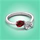 3 - Afra 1.70 ctw Red Garnet Pear Shape (7x5 mm) & IGI Certified Lab Grown Diamond Oval Shape (7x5 mm) Toi Et Moi Engagement Ring 