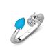 4 - Afra 1.15 ctw Turquoise Pear Shape (7x5 mm) & IGI Certified Lab Grown Diamond Oval Shape (7x5 mm) Toi Et Moi Engagement Ring 