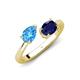 4 - Afra 1.75 ctw Blue Topaz Pear Shape (7x5 mm) & Blue Sapphire Oval Shape (7x5 mm) Toi Et Moi Engagement Ring 