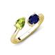 4 - Afra 1.70 ctw Peridot Pear Shape (7x5 mm) & Blue Sapphire Oval Shape (7x5 mm) Toi Et Moi Engagement Ring 