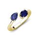 4 - Afra 1.50 ctw Iolite Pear Shape (7x5 mm) & Blue Sapphire Oval Shape (7x5 mm) Toi Et Moi Engagement Ring 