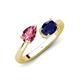 4 - Afra 1.60 ctw Pink Tourmaline Pear Shape (7x5 mm) & Blue Sapphire Oval Shape (7x5 mm) Toi Et Moi Engagement Ring 
