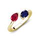 4 - Afra 1.85 ctw Ruby Pear Shape (7x5 mm) & Blue Sapphire Oval Shape (7x5 mm) Toi Et Moi Engagement Ring 