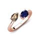 4 - Afra 1.55 ctw Smoky Quartz Pear Shape (7x5 mm) & Blue Sapphire Oval Shape (7x5 mm) Toi Et Moi Engagement Ring 