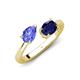 4 - Afra 1.65 ctw Tanzanite Pear Shape (7x5 mm) & Blue Sapphire Oval Shape (7x5 mm) Toi Et Moi Engagement Ring 