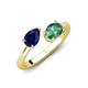 4 - Afra 2.06 ctw Blue Sapphire Pear Shape (7x5 mm) & Lab Created Alexandrite Oval Shape (7x5 mm) Toi Et Moi Engagement Ring 