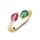 4 - Afra 1.86 ctw Pink Tourmaline Pear Shape (7x5 mm) & Lab Created Alexandrite Oval Shape (7x5 mm) Toi Et Moi Engagement Ring 