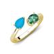 4 - Afra 1.51 ctw Turquoise Pear Shape (7x5 mm) & Lab Created Alexandrite Oval Shape (7x5 mm) Toi Et Moi Engagement Ring 