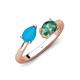 4 - Afra 1.51 ctw Turquoise Pear Shape (7x5 mm) & Lab Created Alexandrite Oval Shape (7x5 mm) Toi Et Moi Engagement Ring 