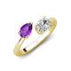 4 - Afra 1.45 ctw Amethyst Pear Shape (7x5 mm) & GIA Certified Natural Diamond Oval Shape (7x5 mm) Toi Et Moi Engagement Ring 