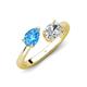 4 - Afra 1.65 ctw Blue Topaz Pear Shape (7x5 mm) & GIA Certified Natural Diamond Oval Shape (7x5 mm) Toi Et Moi Engagement Ring 