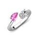 4 - Afra 1.70 ctw Pink Sapphire Pear Shape (7x5 mm) & GIA Certified Natural Diamond Oval Shape (7x5 mm) Toi Et Moi Engagement Ring 