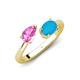 4 - Afra 1.60 ctw Pink Sapphire Pear Shape (7x5 mm) & Turquoise Oval Shape (7x5 mm) Toi Et Moi Engagement Ring 