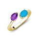4 - Afra 1.35 ctw Amethyst Pear Shape (7x5 mm) & Turquoise Oval Shape (7x5 mm) Toi Et Moi Engagement Ring 