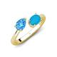4 - Afra 1.55 ctw Blue Topaz Pear Shape (7x5 mm) & Turquoise Oval Shape (7x5 mm) Toi Et Moi Engagement Ring 