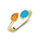 4 - Afra 1.35 ctw Citrine Pear Shape (7x5 mm) & Turquoise Oval Shape (7x5 mm) Toi Et Moi Engagement Ring 
