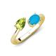 4 - Afra 1.50 ctw Peridot Pear Shape (7x5 mm) & Turquoise Oval Shape (7x5 mm) Toi Et Moi Engagement Ring 