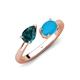 4 - Afra 1.55 ctw London Blue Topaz Pear Shape (7x5 mm) & Turquoise Oval Shape (7x5 mm) Toi Et Moi Engagement Ring 